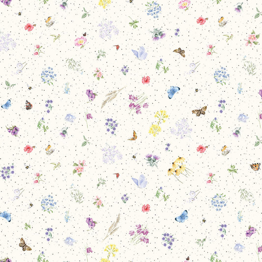 Baumwollstoff Together is Better Flowers and Butterflies