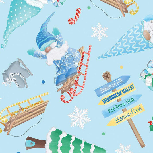 Winter Time Gnomes Sky Blue