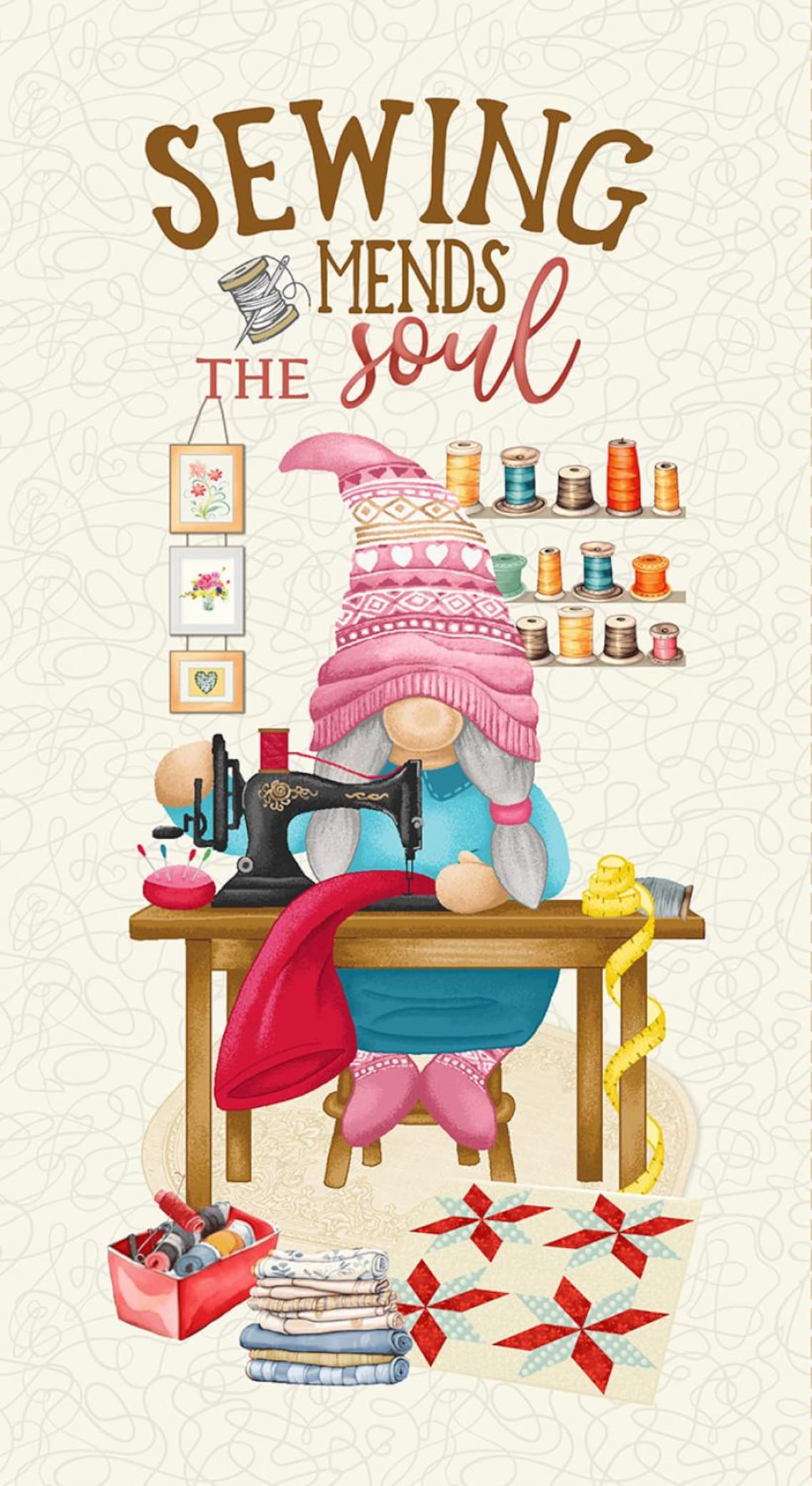 Panel Sewing Gnomes Timeless Treasures Fabrics