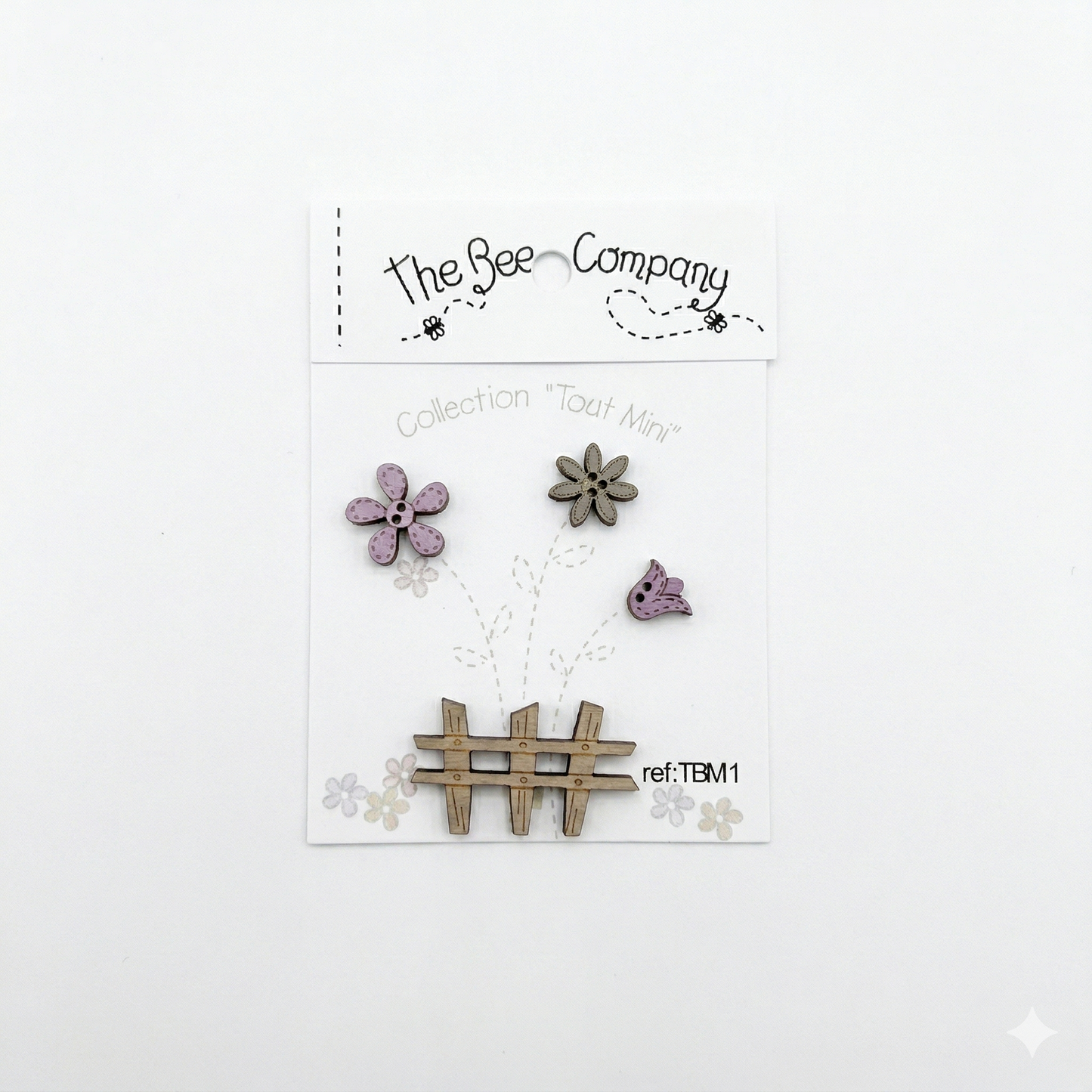 Holzknopf Blumen und Zaun The Bee Company