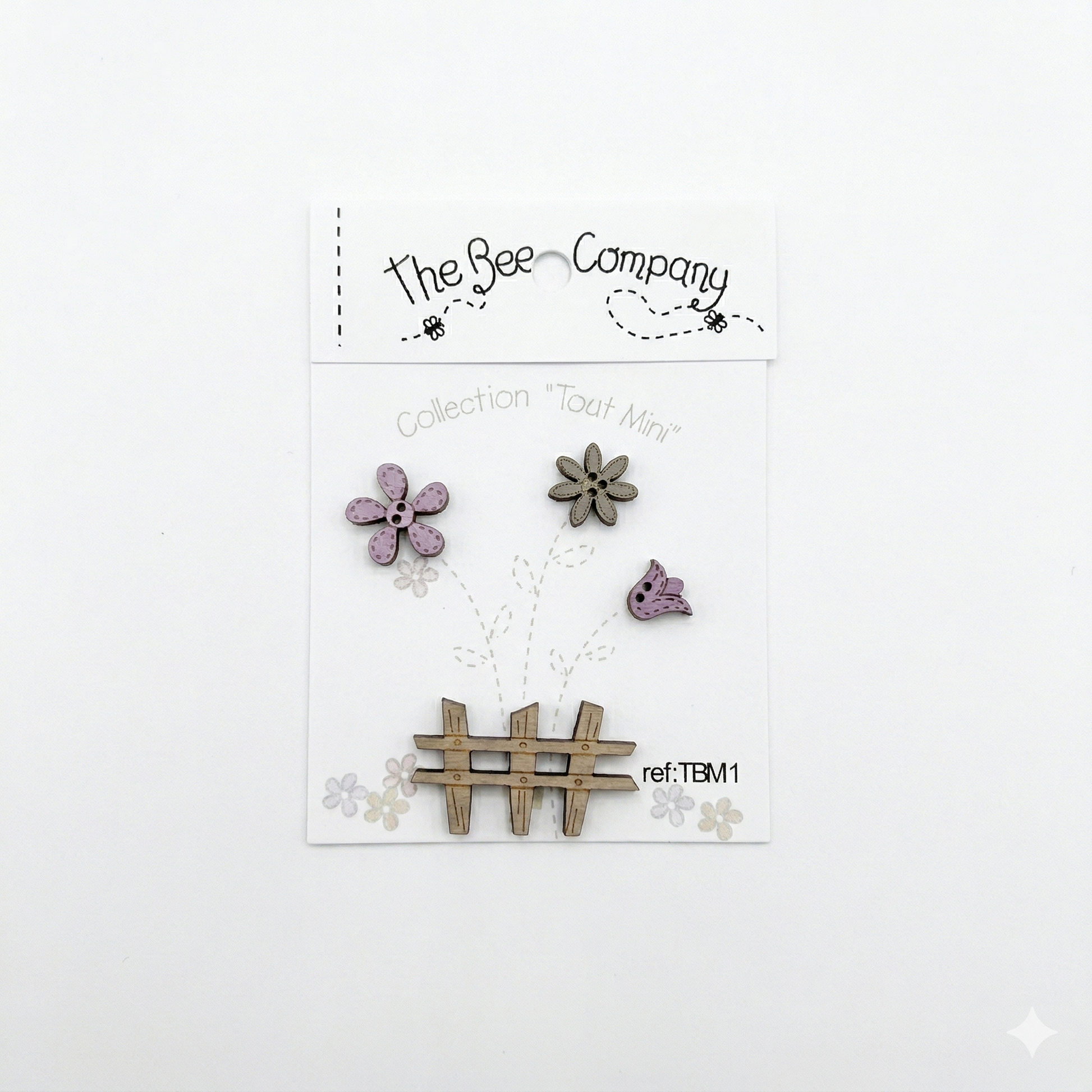 Holzknopf Blumen und Zaun The Bee Company