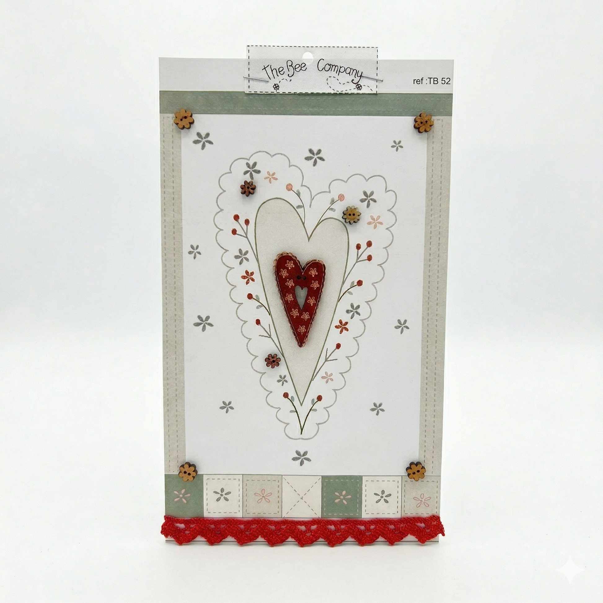Holzknopf Herz mit Blumen The Bee Company