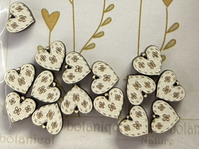 Holzknopf Mini Cream Hearts The Bee Company