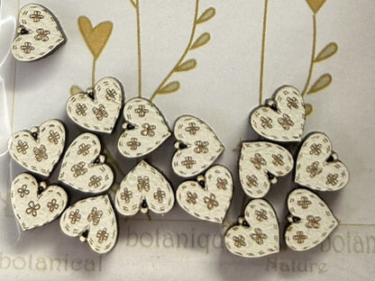 Holzknopf Mini Cream Hearts The Bee Company