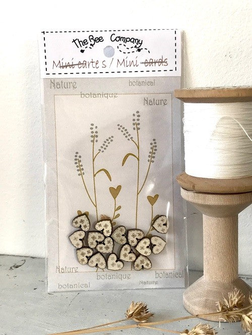 Holzknopf Mini Cream Hearts The Bee Company