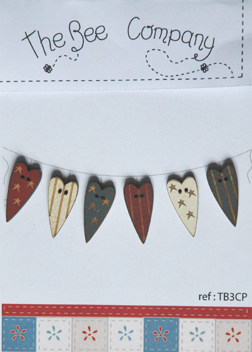 Holzknopf Painted Hearts The Bee Company