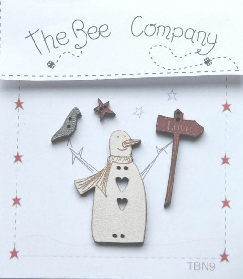 Holzknopf Snowman Love