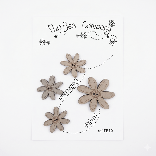 Holzknopf Collection Fleurs The Bee Company