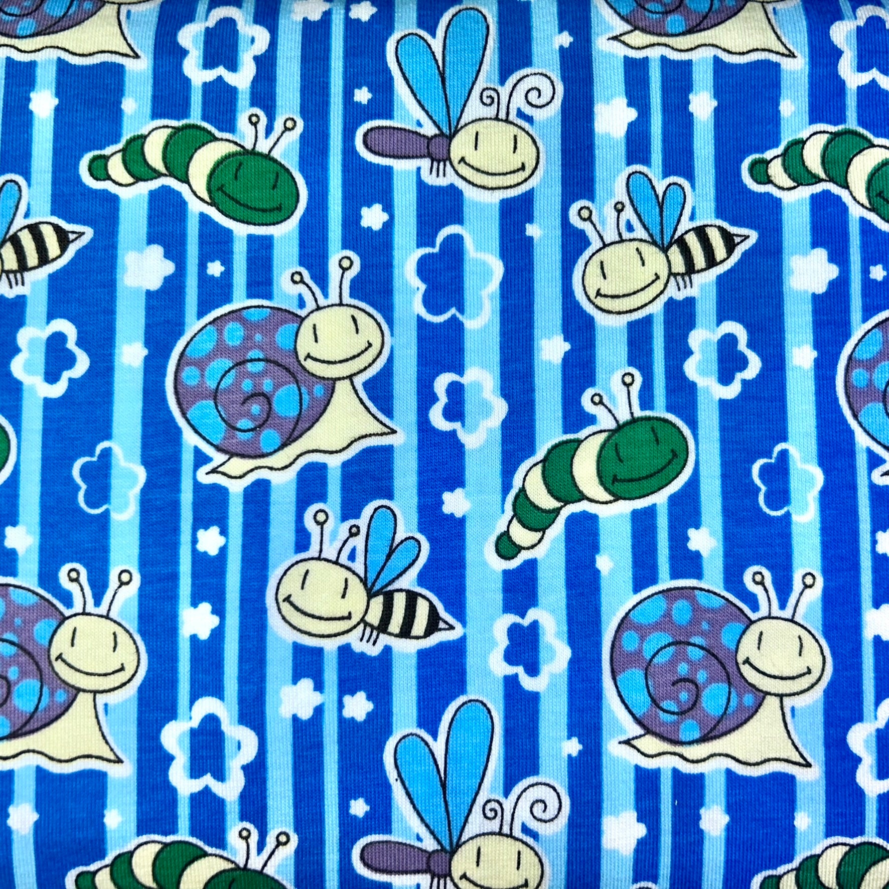 Kleine Gartenfreunde Blau Jersey Stoff Swafing GmbH