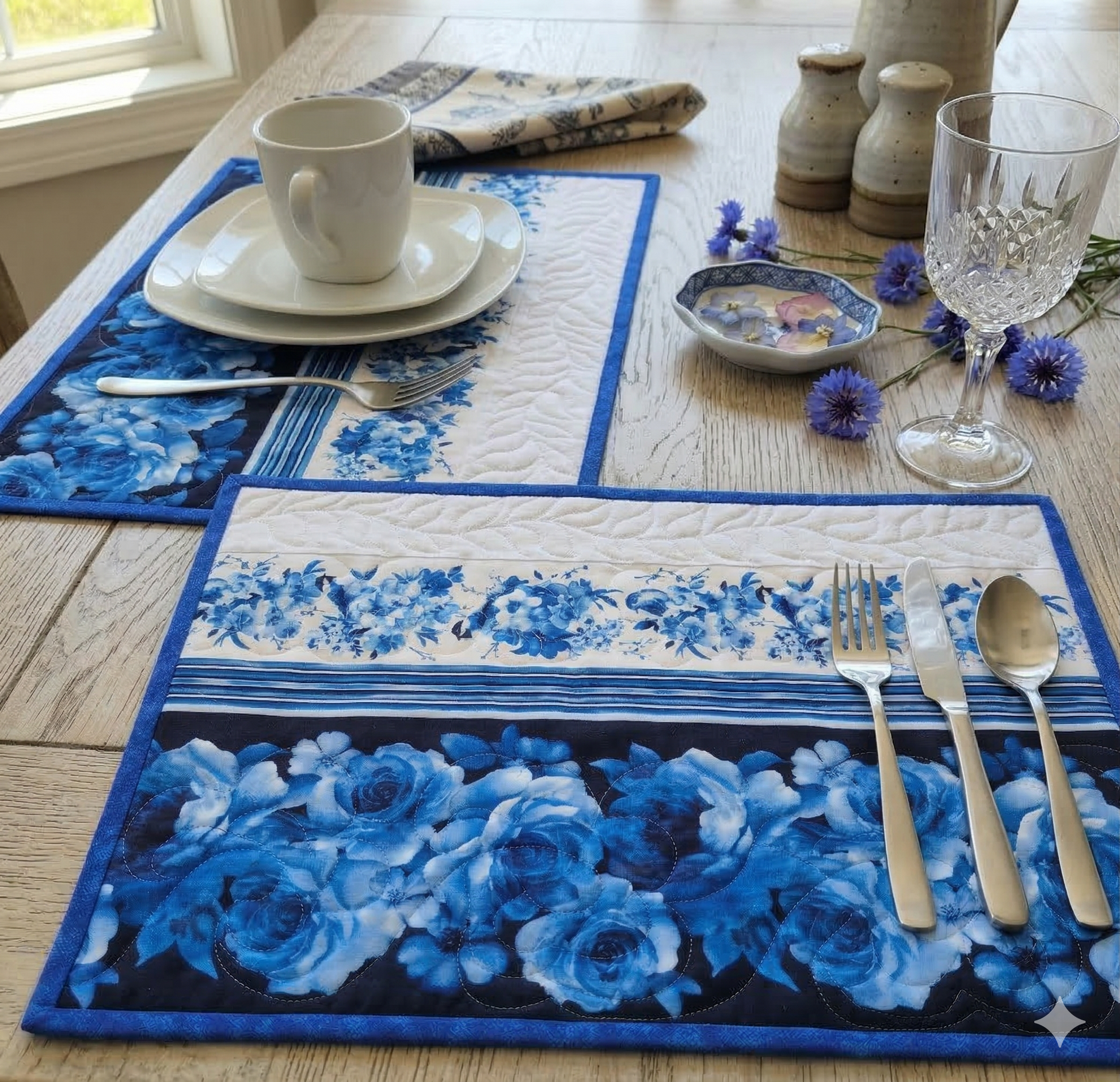 Materialpackung Blue Roses Gundi's Quilt Heaven
