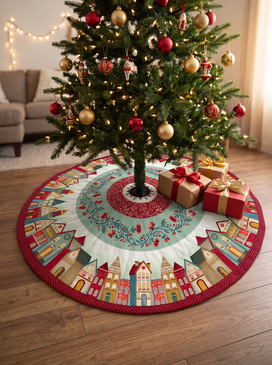 Panel Nordic Holiday Village Tree Skirt