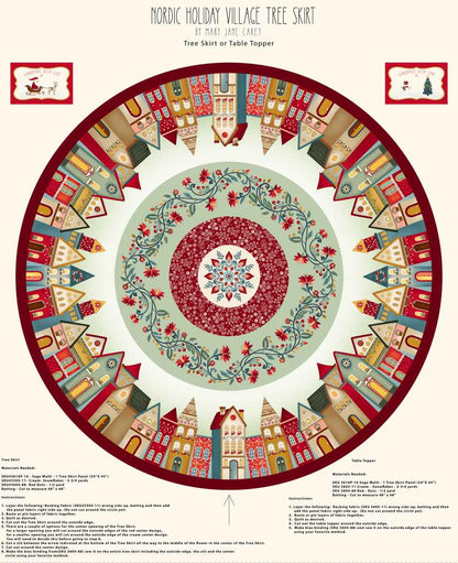 Panel Nordic Holiday Village Tree Skirt Henry Glass & Co.