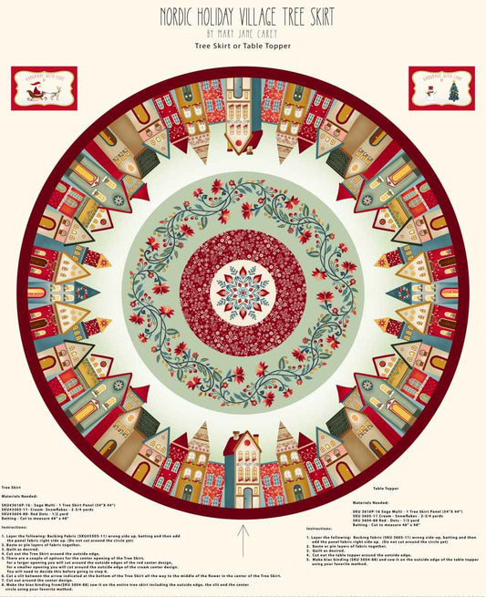 Panel Nordic Holiday Village Tree Skirt Henry Glass & Co.