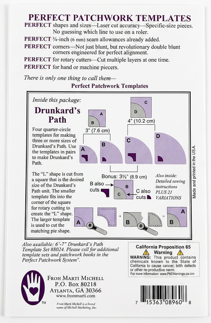 Drunkard's Path Set Patchwork Templates