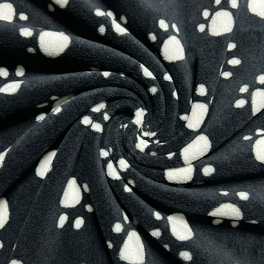 Wellness Fleece weiße Pfoten auf schwarz Hemmers Itex