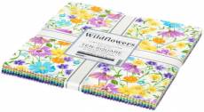 Layer Cake *Wildflowers* 42 Squares 10 x 10 Inch Wildblumen blau gelb grün türkis weiß lila orange TEN-1001-42