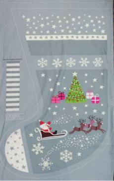  Baumwollstoff Patchworkstoff *Christmas Glow* Panel Stiefel Weihnachtsstiefel Stocking  grau weiß grün rot rosa braun L&I C51