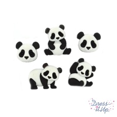 Knopf Knöpfe Kunststoffknopf *Panda Pile* Dress It Up Pandas schwarz weiß B75