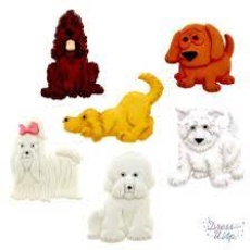 Knopf Knöpfe Kunststoffknopf *Puppy Parade* Dress It Up Hunde weiß orange gelb braun