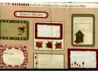 Baumwollstoff Panel 60 x 110 cm *Rosies Garden* Labels creme rot braun grün