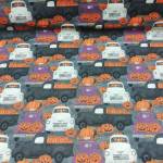 Patchworkstoff *Spooky Night* Halloween Kürbis Auto Transporter orange schwarz weiß lila 18115