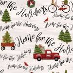Baumwollstoff Patchworkstoff *Home for the Holidays* Trucks Tannenbäume Schrift Weihnachten Christmas rot weiß grün 18105-BGE 