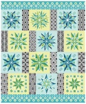 Baumwollstoff Patchworkstoff *Lollipop Blocks Aqua* Panel 90 x 110 cm Cheater Block Stern Eiskristall türkis grau weiß grün B 2278-24